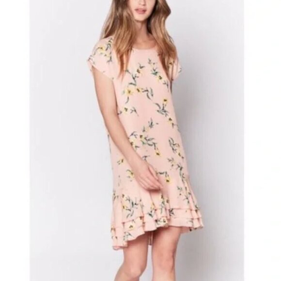 Joie Coreen Silk Floral Dress XS Pink Blush High Low Tiered Ruffle Flounce Hem - Picture 8 of 9